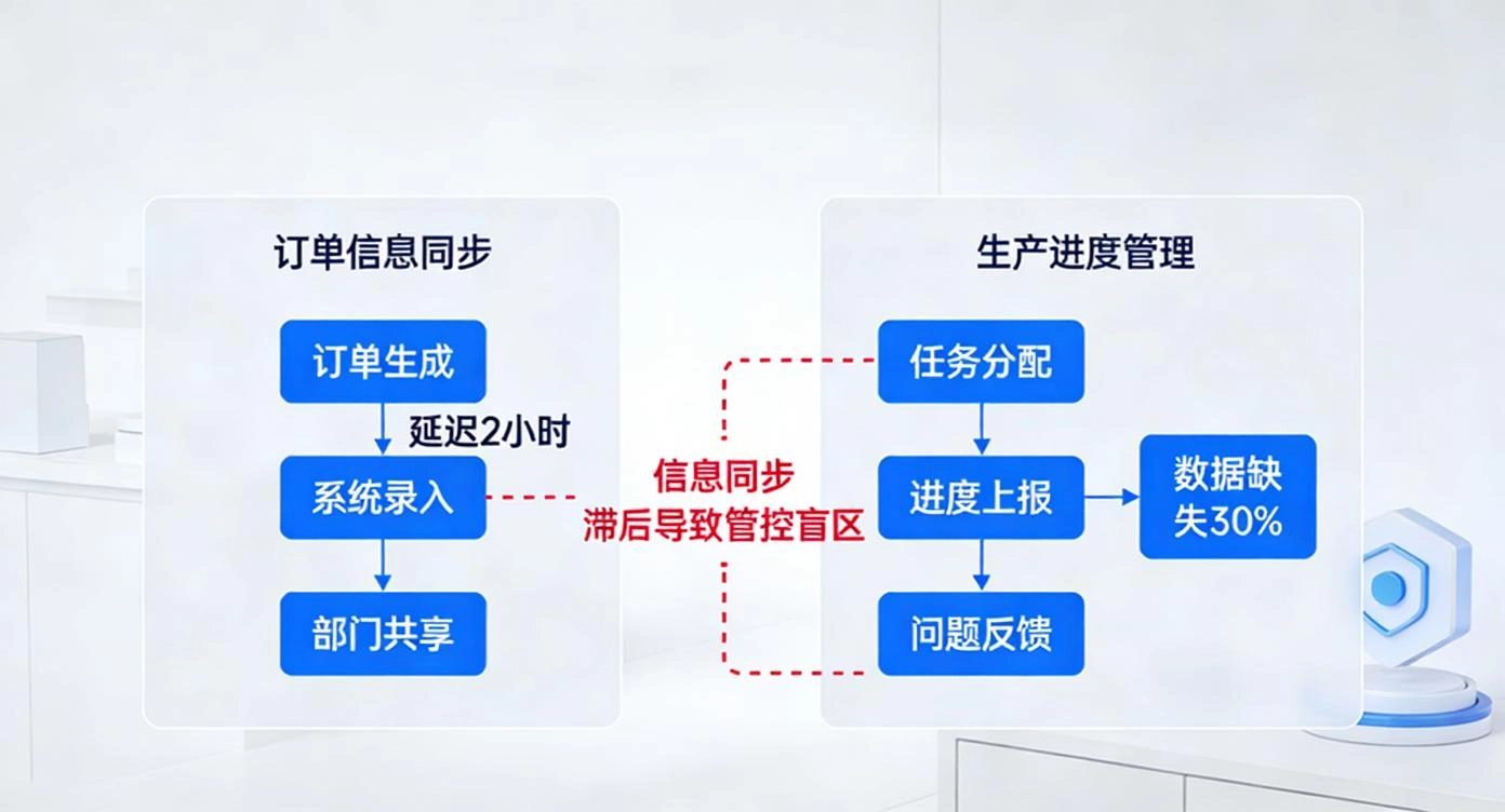 订单信息同步滞后和生产进度盲区