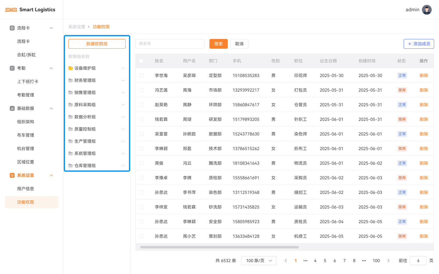 PC后台分级账号权限管理界面